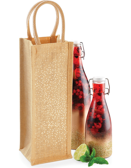 Shimmer Jute Bottle Bag - Natural Gold2.webp