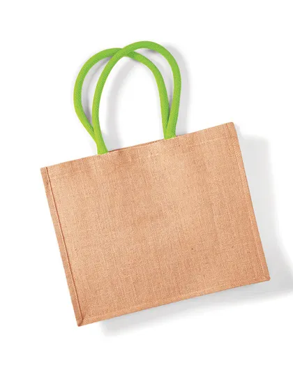 [WM407] Jute Classic Shopper Natural - Lime Green
