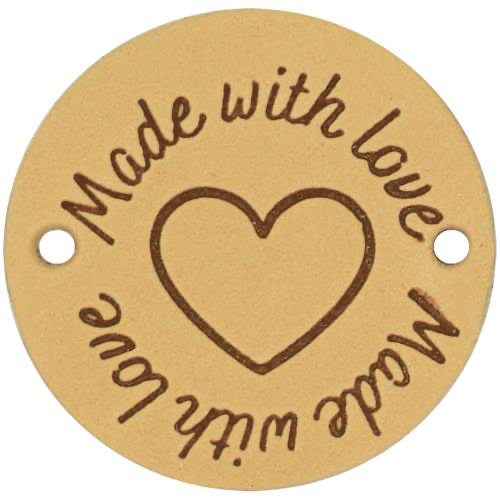 Leren Label Made with Love rond 3,5cm - 2st