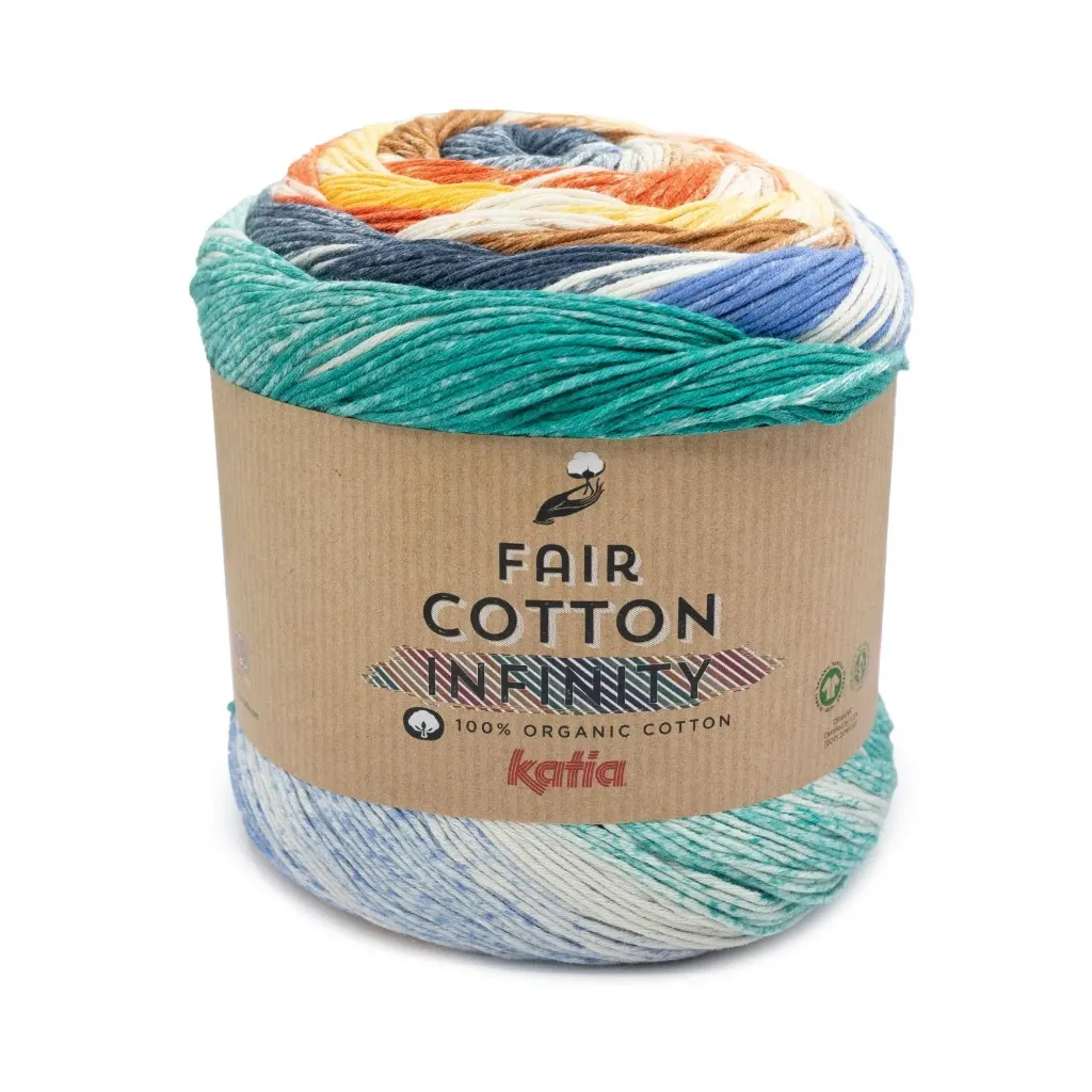 Fair Cotton Infinity 104 - Groen blauw-ultramarijn blauw-bruin-geel