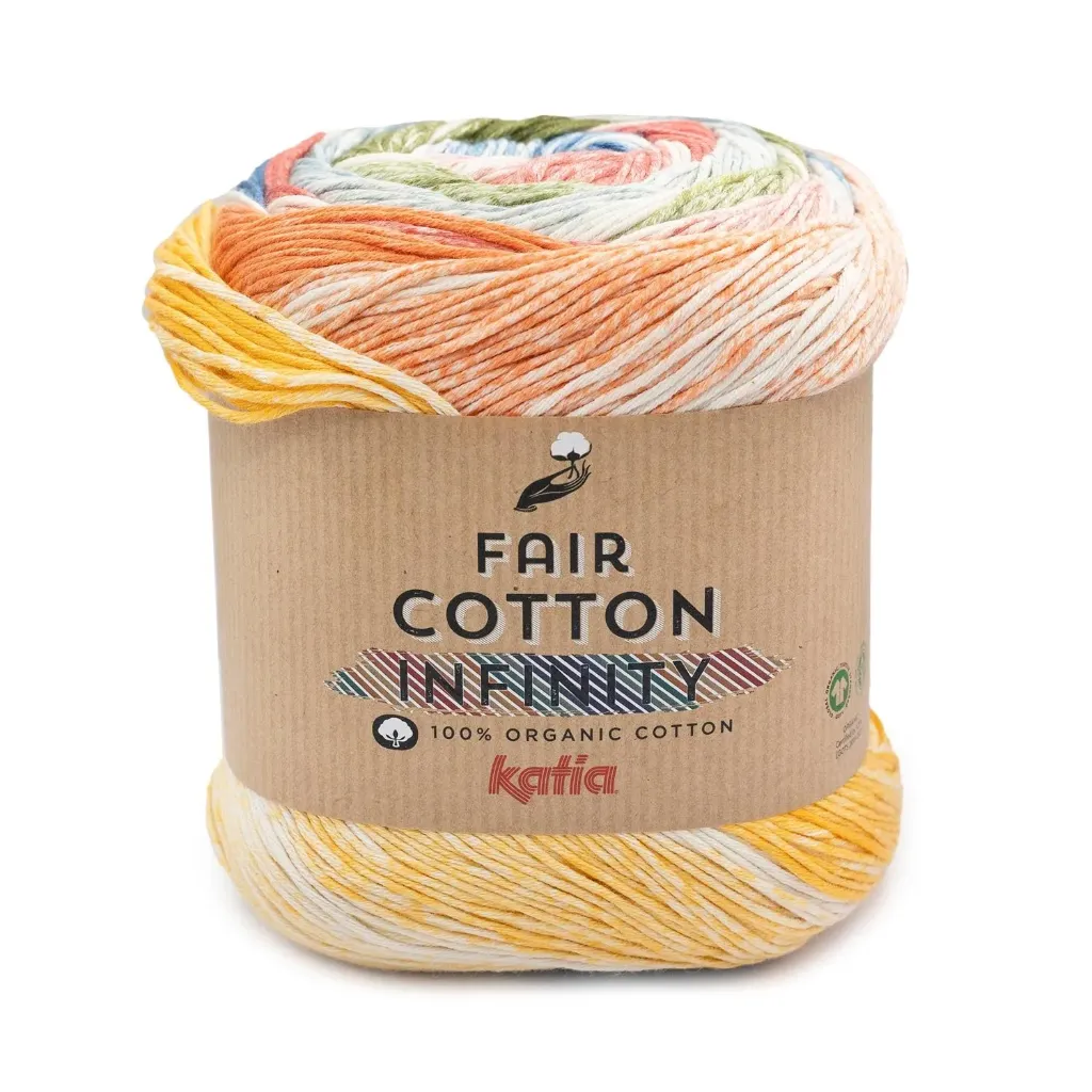 Fair Cotton Infinity - 103 Blauw-Wijnrood-Geel-Donkergroen