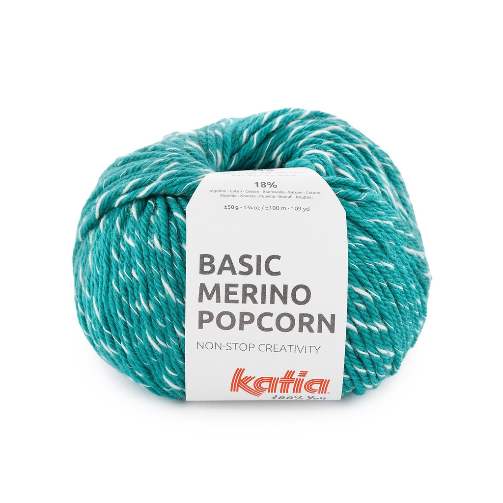 Basic Merino Popcorn - 111 Opaal groen - Wit