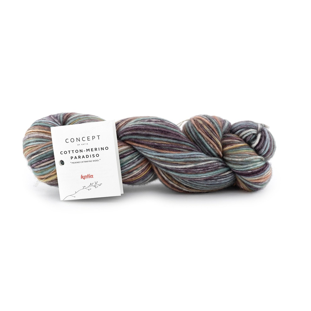 Cotton-Merino Paradiso - 305 Kauwgom roze-Paars-Water blauw