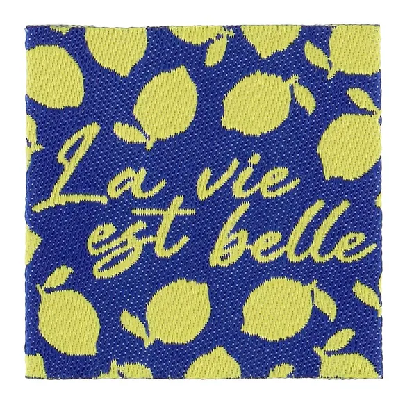 Bohin Kledinglabel opnaaibaar 35x35mm - La vie est belle - 4st 