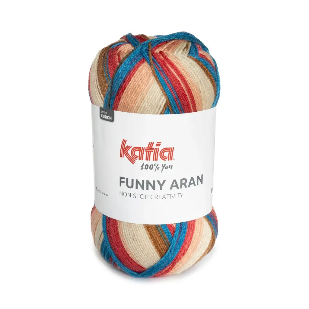 Funny Aran - 306 Koraal-Bruin-Blauw