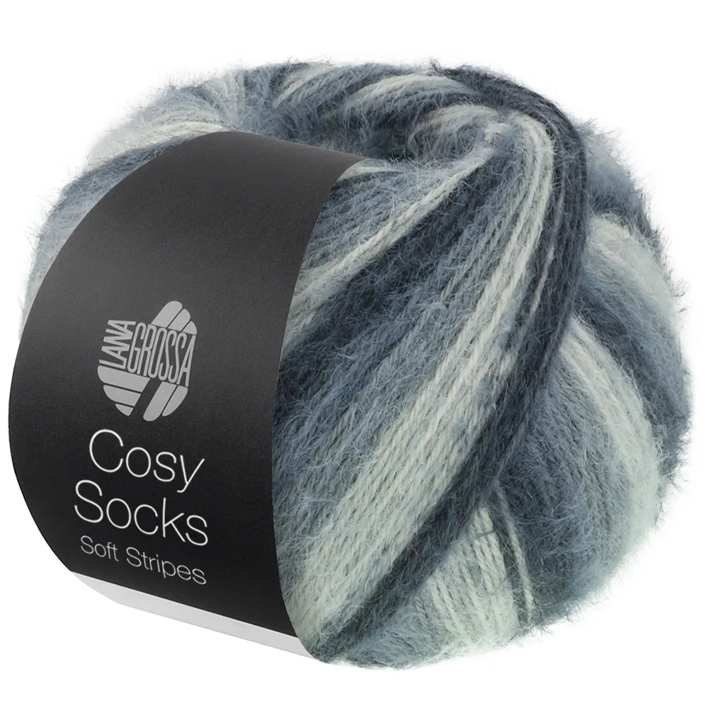 [12100104] Cosy Socks Soft Stripes - 104 Antraciet/donker-/muis-/lichtgrijs
