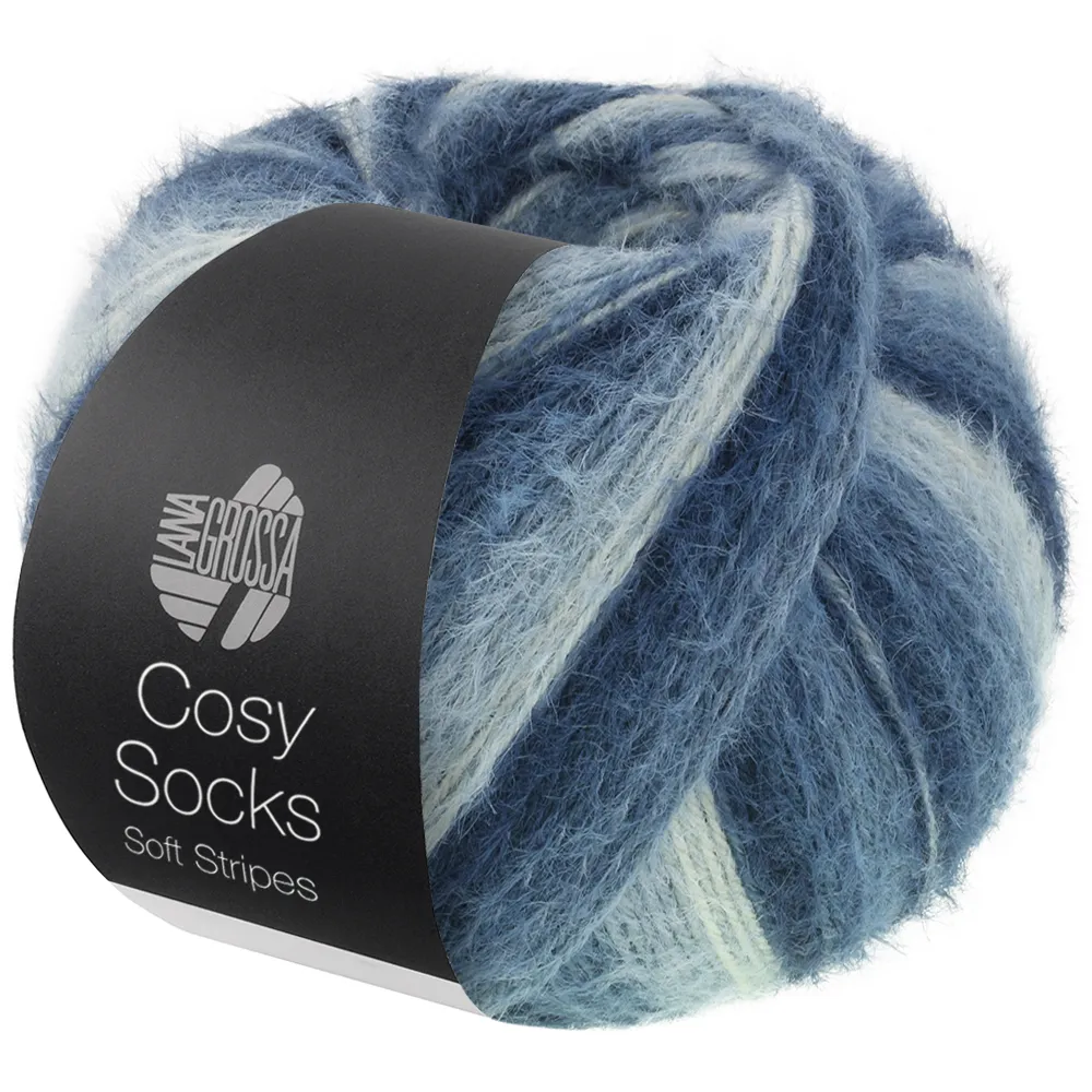 Cosy Socks Soft Stripes - 106 Zwart/grijs/rook/witblauw