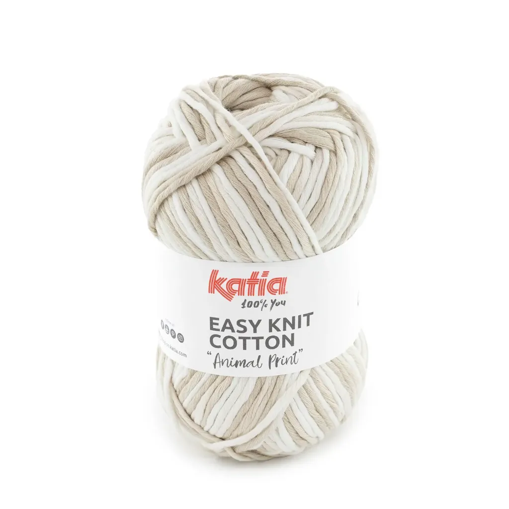 Easy Knit Cotton Animal Print - 200 Ecru-Steen-Grijs