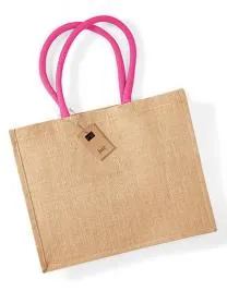 [WM407] Jute Classic Shopper Natural - Fuchsia