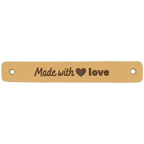 [020.1181] Leren Label Made with Love 7 x 1 cm - 2 stuks.