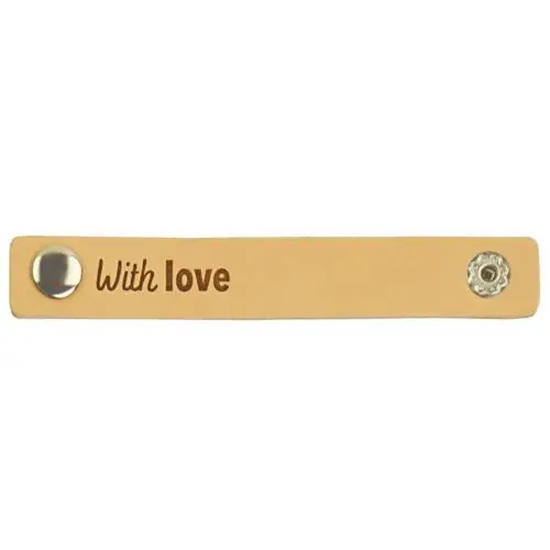 [020.1198] Leren Label With Love 10 x 1,5 cm - 2 stuks