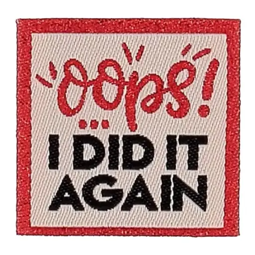 [BO71046] Bohin Kledinglabel opnaaibaar 35x35mm - Oops! - 4st  