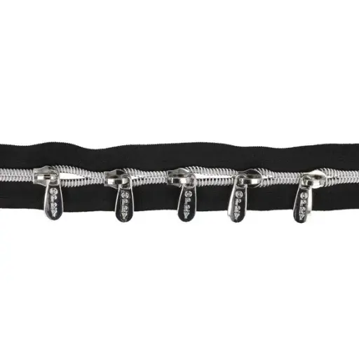 [23669-1] Spiraal rits metallic incl. 5 schuivers - 2m - zilver