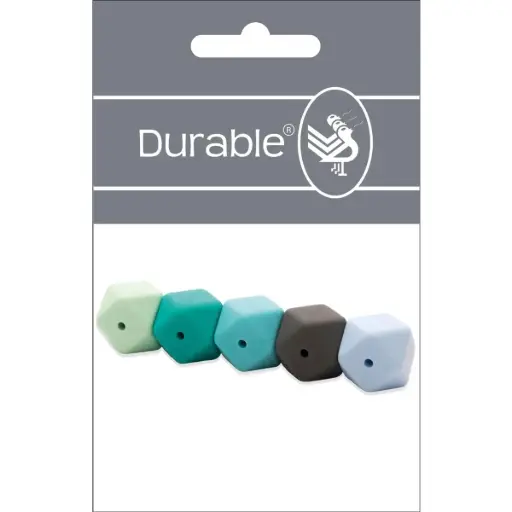 [020.1028] Silicone Hexagon kraal 17mm blauw/groen, 5 stuks