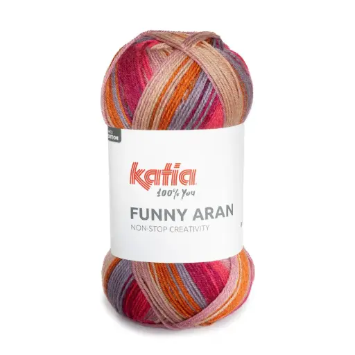 [1397.O.304] Funny Aran - 304 Oranje-Kauwgom roze-Framboos rood